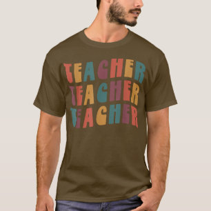 Lärare Groovy Retro Colorful Design Teaching T Shirt