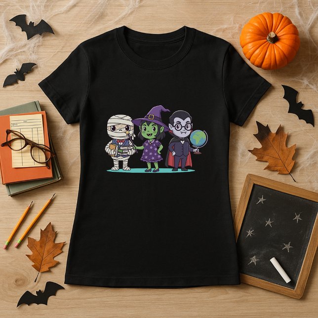 Lärare Halloween Cute Mummy, Witch och Vampyre T Shirt (Skapare uppladdad)