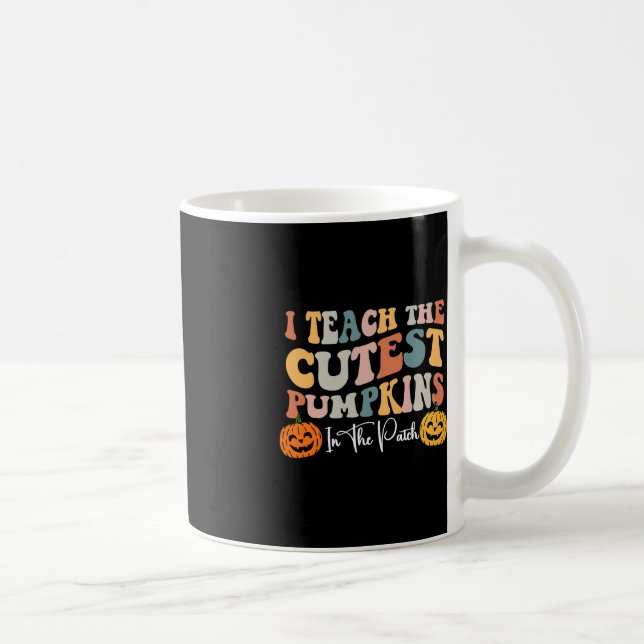 Lärare Halloween Cutest Pumpkins Retro Teacher Fa Kaffemugg (Höger)