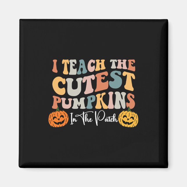Lärare Halloween Cutest Pumpkins Retro Teacher Fa Magnet (Framsidan)