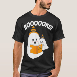Lärare Halloween Ghost booooks boo read b T Shirt