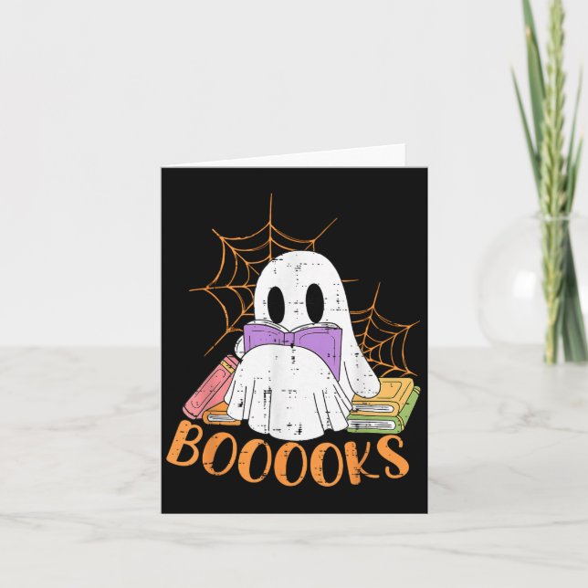 Lärare Halloween Shirt Ghost Teacher Bok Bibliotek Kort (Framsida)