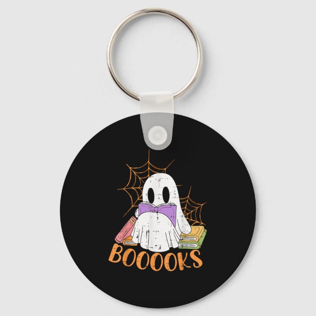 Lärare Halloween Shirt Ghost Teacher Bok Bibliotek Nyckelring (Framsida)
