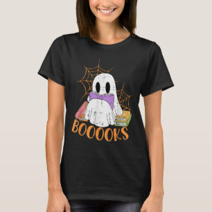Lärare Halloween Shirt Ghost Teacher Bok Bibliotek T