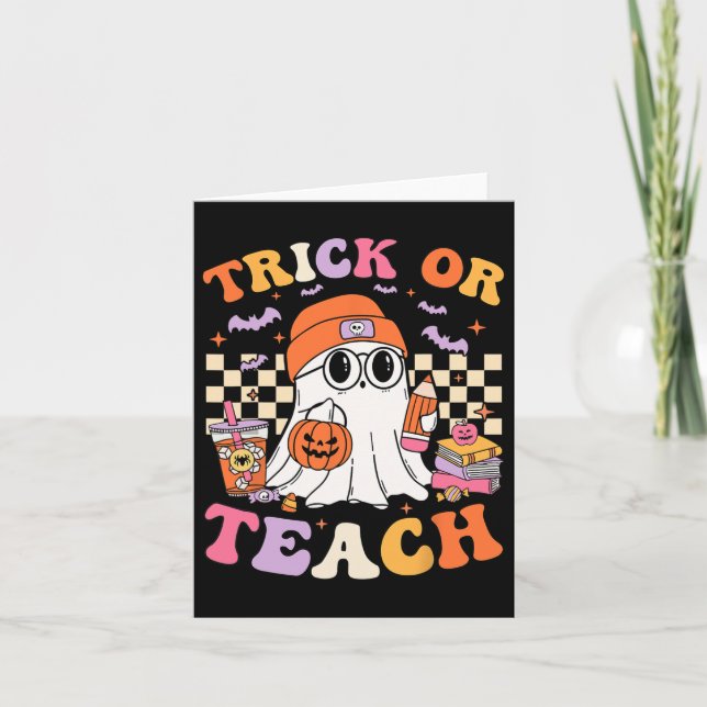 Lärare Halloween Trick eller Teach Cute Ghost Coff Kort (Framsida)