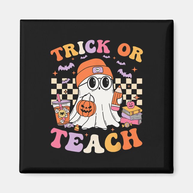 Lärare Halloween Trick eller Teach Cute Ghost Coff Magnet (Framsidan)
