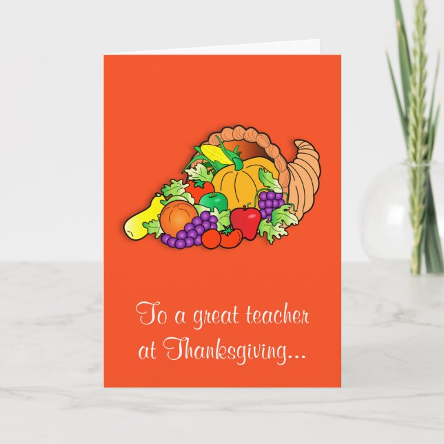 Lärare Happy thanksgiving med Cornucopia Helgkort (Framsida)