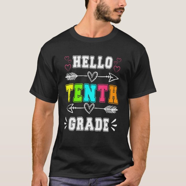 Lärare Hej tionde Klass Back to school 10:e Grad T Shirt (Framsida)