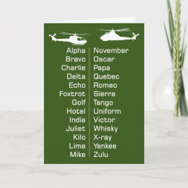 Lärare Helicopter Pilot Chopper Phonetic Alphabet Kort
