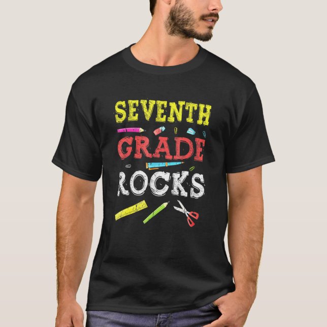 Lärare i 7:e Klass Sten Back to school T Shirt (Framsida)