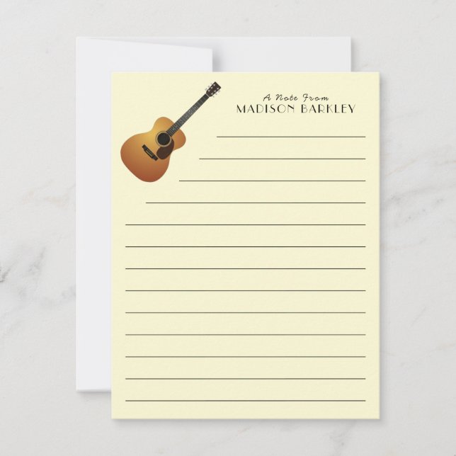 Lärare i akustisk gitarrmusik tack kort (Framsida)