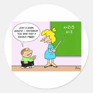 Lärare i Algebra i går x är två Runt Klistermärke