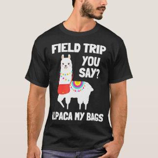 Lärare i alpaca, som leker vid fält i fält, lustig t shirt