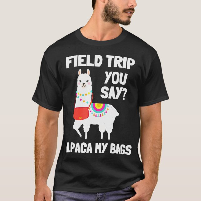 Lärare i alpaca, som leker vid fält i fält, lustig t shirt (Framsida)