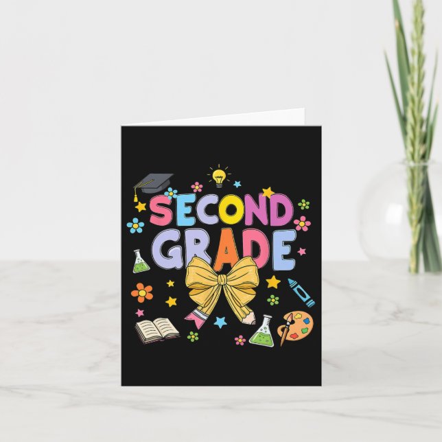 Lärare i andra klass Barn Coquette Bow Penna Rygg Kort (Framsida)