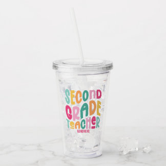 Lärare i andra klass Färgrik typografi design Take Away Mugg