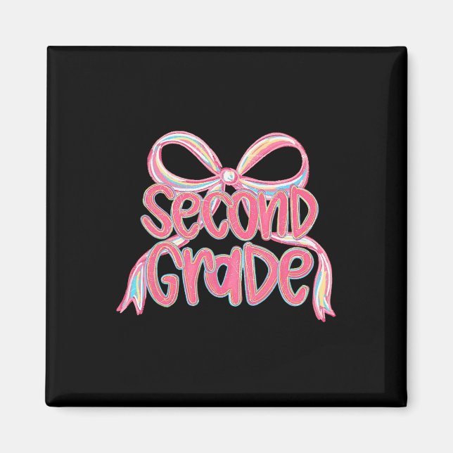 Lärare i andra klass Girly rosa coquette bow rygg  Magnet (Framsidan)