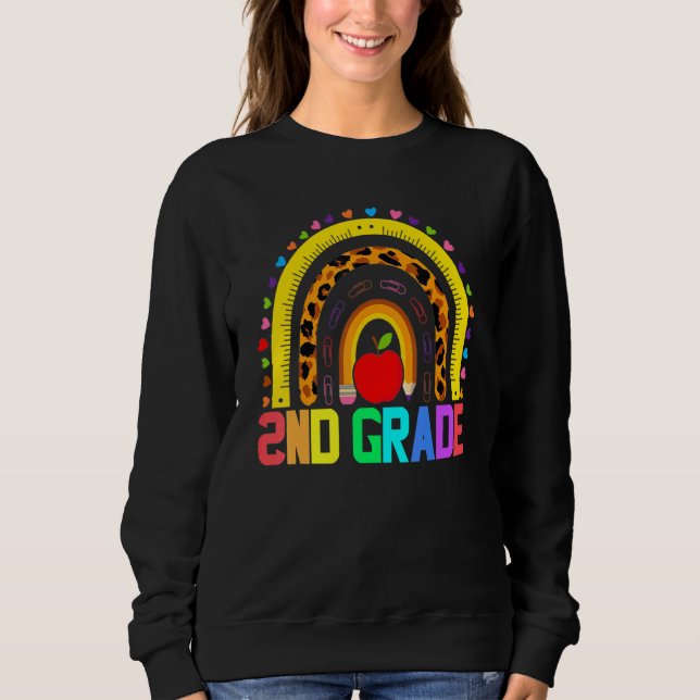 Lärare i andra Klass Leopard Rainbow 2:a Klass Tea T Shirt (Framsida)