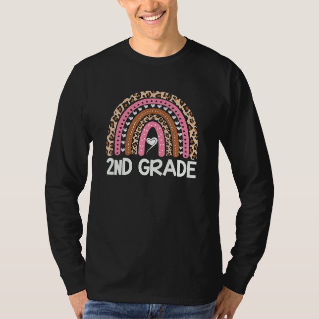 Lärare i andra klass Leopard Regnbåge 2:a klass lä T Shirt (Framsida)