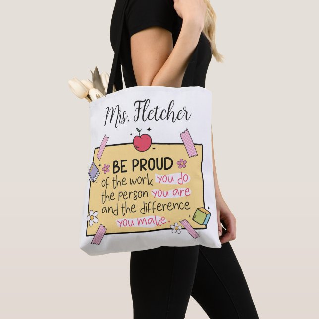 Lärare i Cute Be stolt Personlig Tygkasse (Närbild)