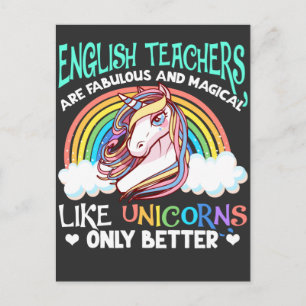 Lärare i engelska Magic Unicorn Älskare Vykort