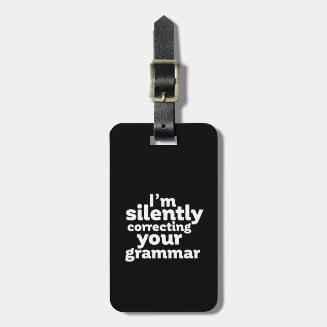 Lärare i engelska som tyst korrigerar Grammar Bagagebricka (Vertikal Framsida)