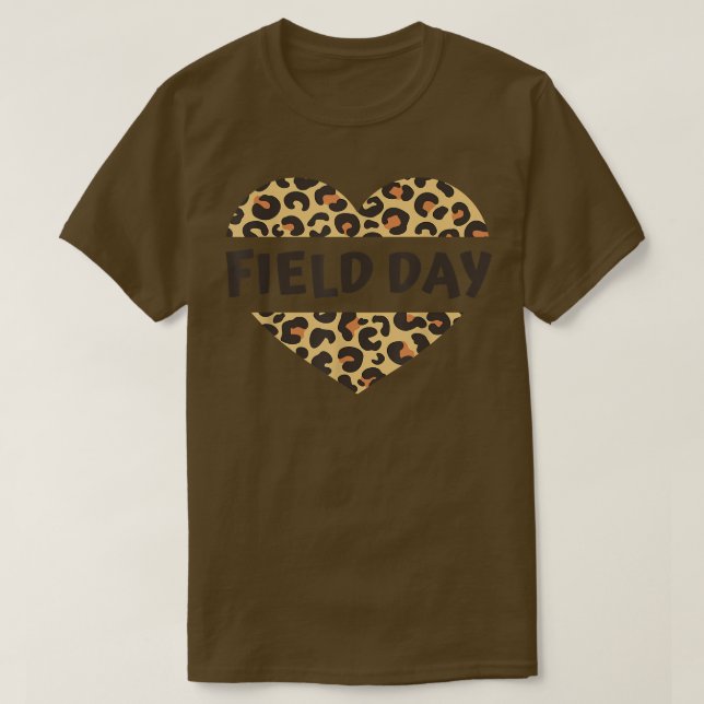 Lärare i fält leopardhjärta förra skoldagen t shirt (Design framsida)