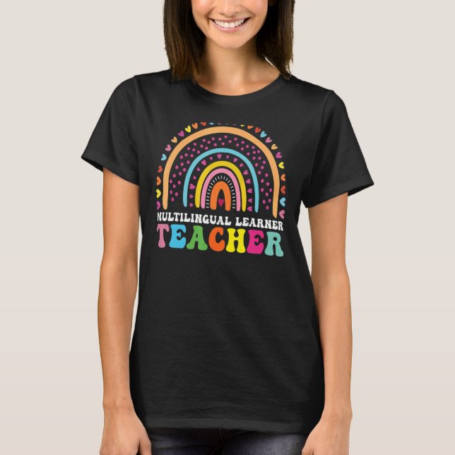Lärare i flerspråkig lärarleopard Rainbow Multi T Shirt (Framsida)