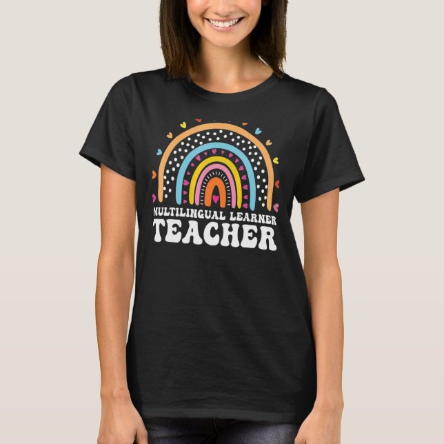 Lärare i flerspråkig lärarleopard Rainbow Multi T Shirt (Framsida)
