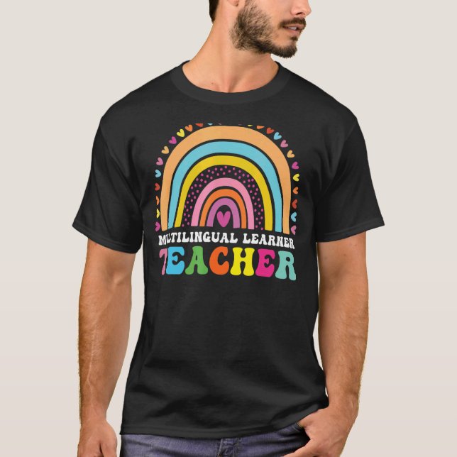 Lärare i flerspråkig lärarleopard Rainbow Multi T Shirt (Framsida)
