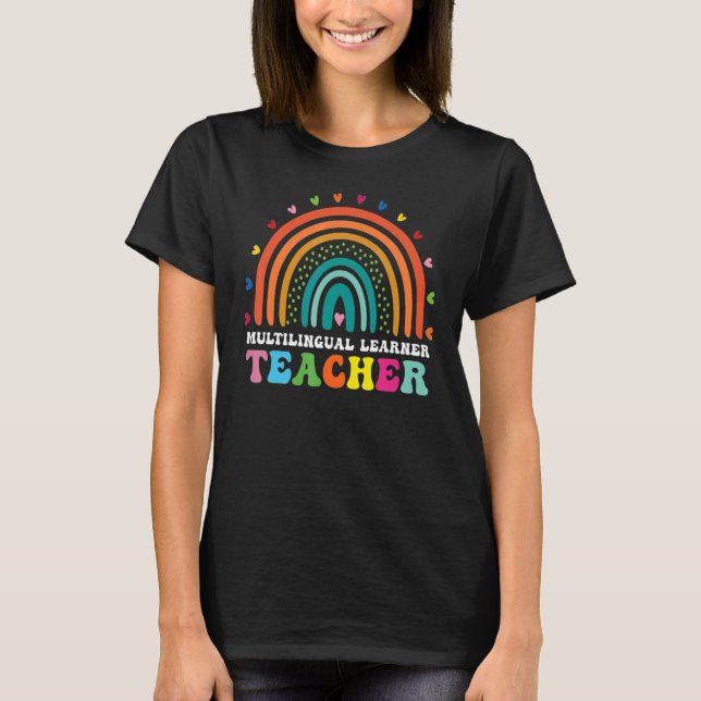 Lärare i flerspråkig lärarleopard Rainbow Multi T Shirt (Framsida)