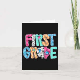 Lärare i första klass elev glad första dagen tillb kort