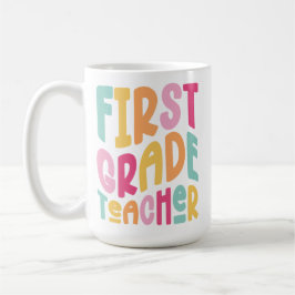 Lärare i första klass Färgrik typografi design Kaffemugg