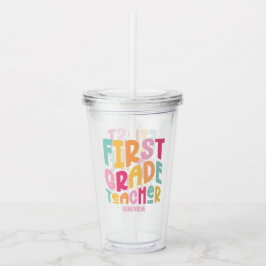 Lärare i första klass färgrik typografi take away mugg