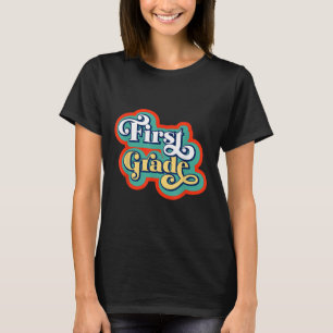 Lärare i första klass och elev tillbaka till skols t shirt
