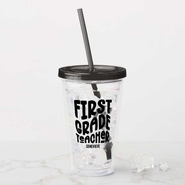 Lärare i första klass Svart typografi design Take Away Mugg (Framsida Ice)
