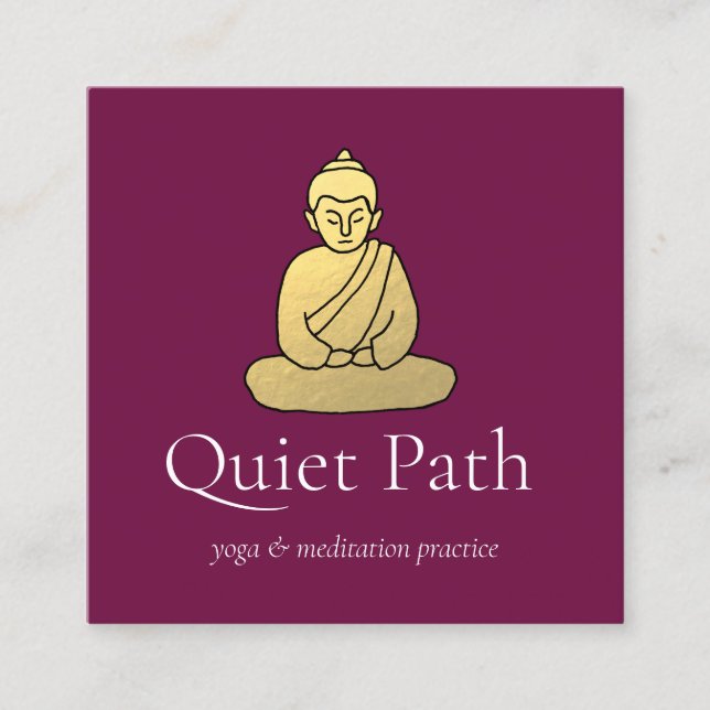 Lärare i guld Buddha Meditation Fyrkantigt Visitkort (Framsida)