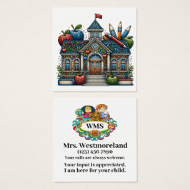 Lärare i handledningskort Se omvänd Fyrkantigt Visitkort