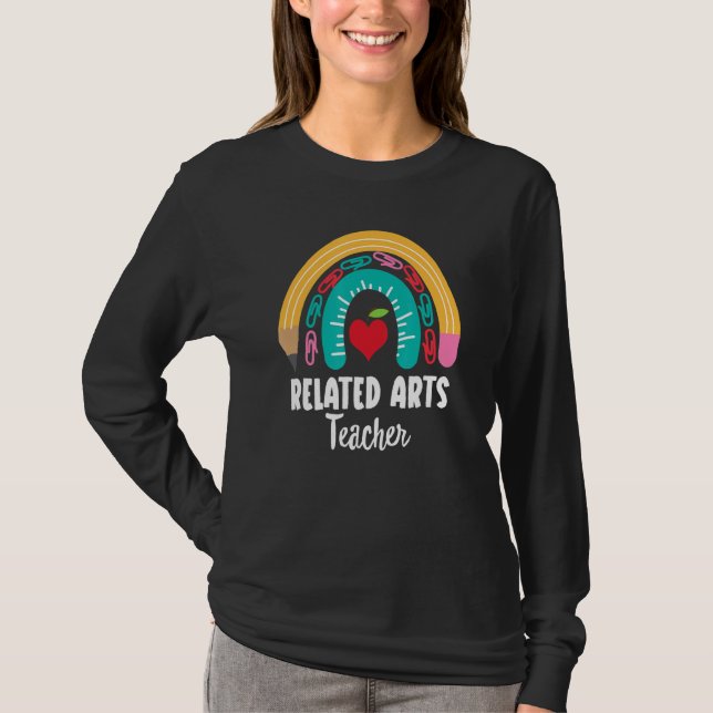 Lärare i konst Boho Rainbow för lärare T Shirt (Framsida)