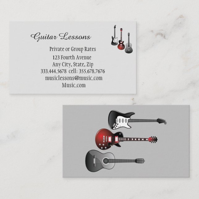 Lärare i Music Guitar Lessons Lärare Lärare Visitkort (Fram/baksida)