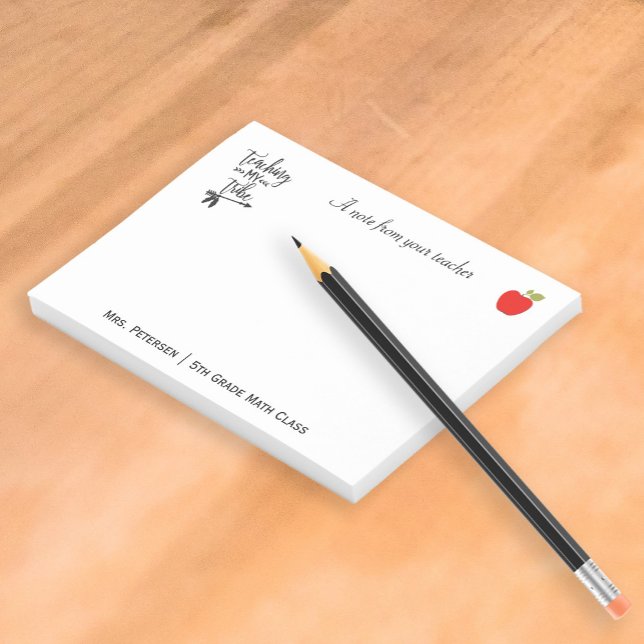 Lärare i rödäpple, lustig typografi, citattelärare post-it block (Skapare uppladdad)