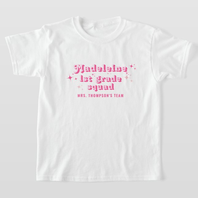 Lärare i Rosa-klass Namn Team Squad valfri Klass T Shirt (Laydown)
