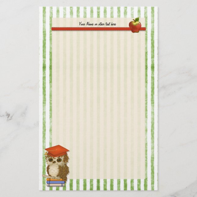 Lärare i Scholar Uggla - Anpassa Brevpapper (Framsida)