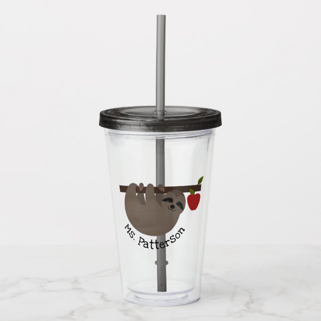 Lärare i Sloth Apple Träd Take Away Mugg (Framsida)
