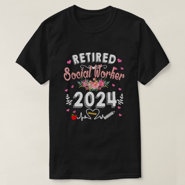 Lärare i Social, pensionerad, klass 2024 T Shirt (Design framsida)