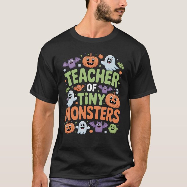 Lärare i Tiny Monsters Cute Halloween School T Shirt (Framsida)
