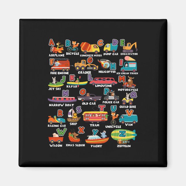 Lärare i Transport Animal Brev Abcs Teacher Magnet (Framsidan)