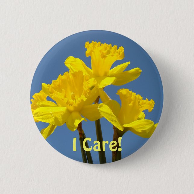 Lärare Jag Bryr Mig! knapp Gula Narcissblommor (Framsida)