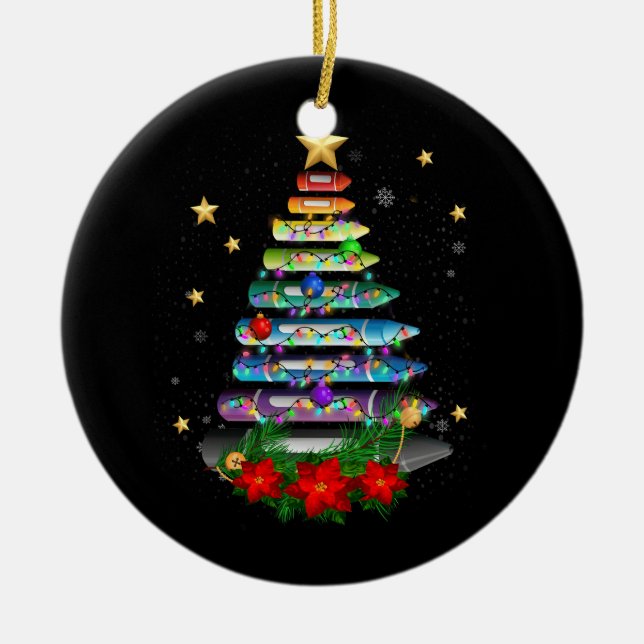 Lärare jul Crayon Träd Light Dekoration Stu (Framsidan)