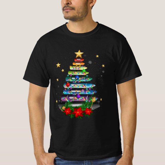 Lärare jul Crayon Träd Light Dekoration Stu T Shirt (Framsida)